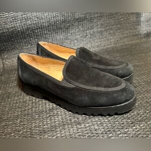 Ron White Black Suede Penny Loafers Flats